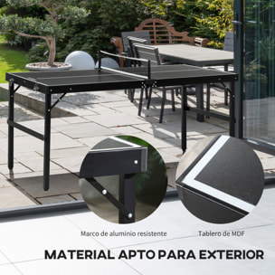 Mesa de Ping Pong Plegable de Tamaño Mediano con Marco de Aluminio Mesa de Tenis Portátil con Red para Uso en Interiores y Exteriores 152x76x72 cm Negro