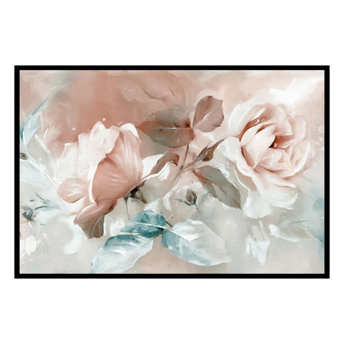 Affiche encadrée bouquet de roses poudrées Affiche + cadre en métal - Noir