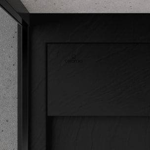 Alda Receveur de douche 140x80cm en pierre de synthèse durable, noir mat (ALD15-14080N)