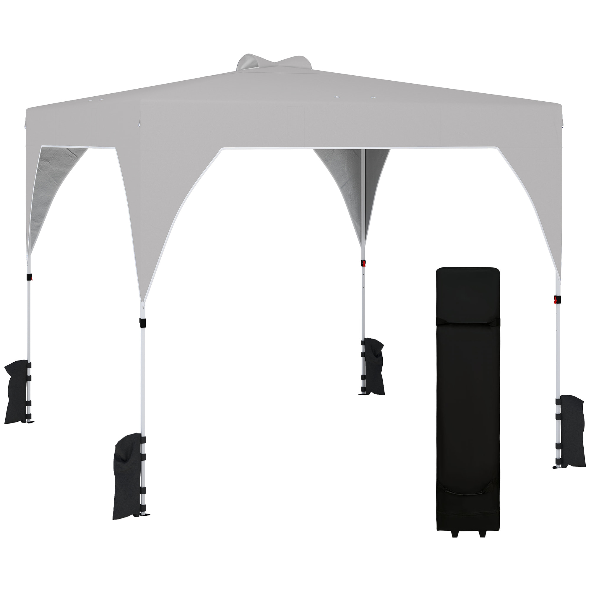 Carpa Plegable 3x3 m, Pop-up, Cenador Pabellón de Jardín con Ventilación Superior, Bloqueo Central, UPF50+, Altura Ajustable 3 Niveles, Bolsa Transporte con Ruedas, Sacos de Arena, Gris