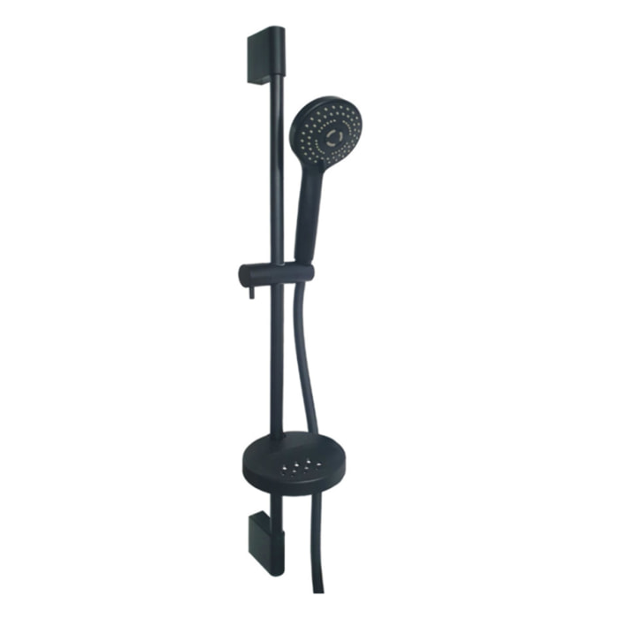 Pack pommeau de douche rond 3 jets + flexible + barre + porte savon PAINI Ruby