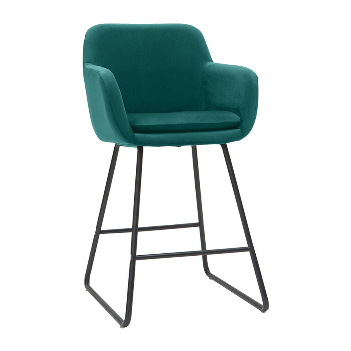 Tabourets de bar en velours bleu pétrole H65 cm (lot de 2) AMIKA