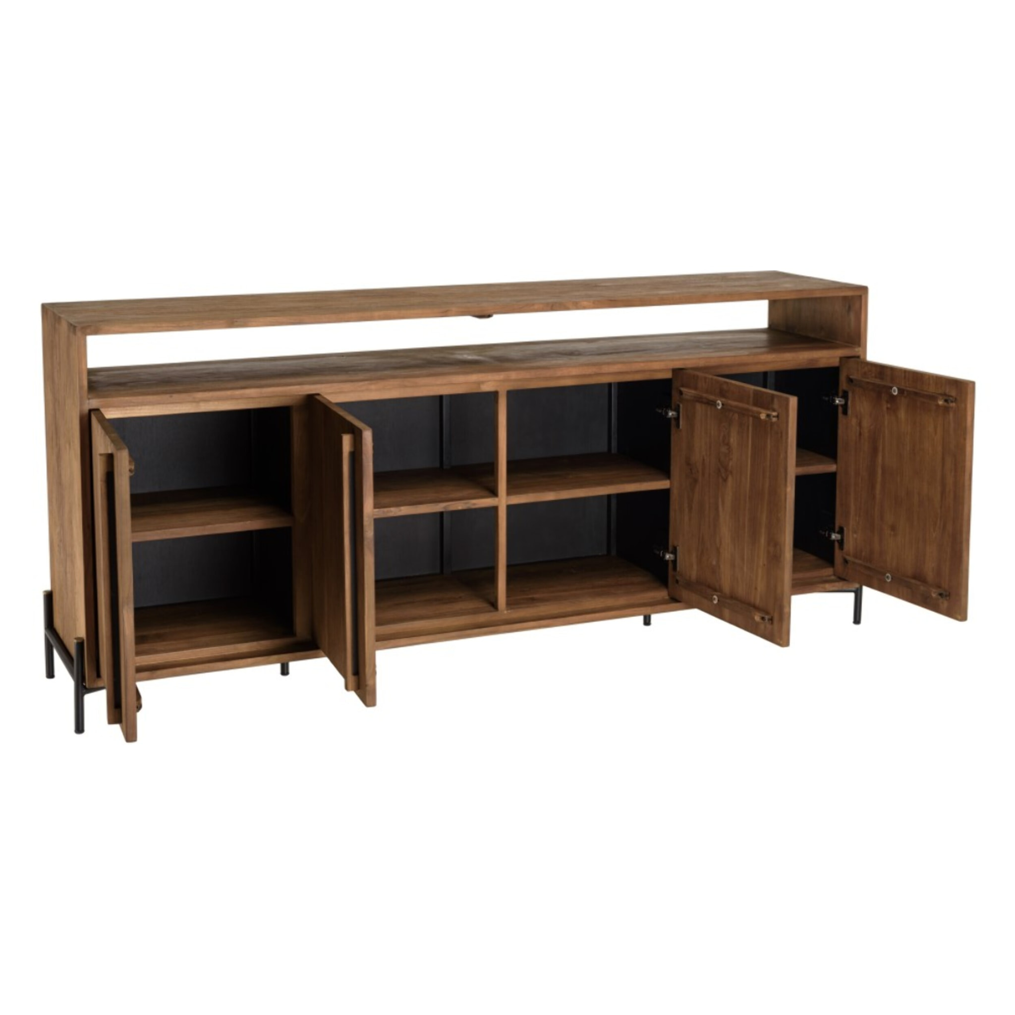 SIXTINE - Buffet 4 portes 2 niches en bois de teck recyclé