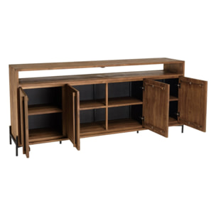 SIXTINE - Buffet 4 portes 2 niches en bois de teck recyclé