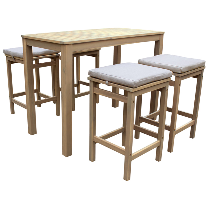 Mange debout ARUBA en acacia massif 4 places - coussins sable