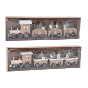 Juego de tren de madera en color natural 31x7,5x3,5cm - 2 diseños (surtido)