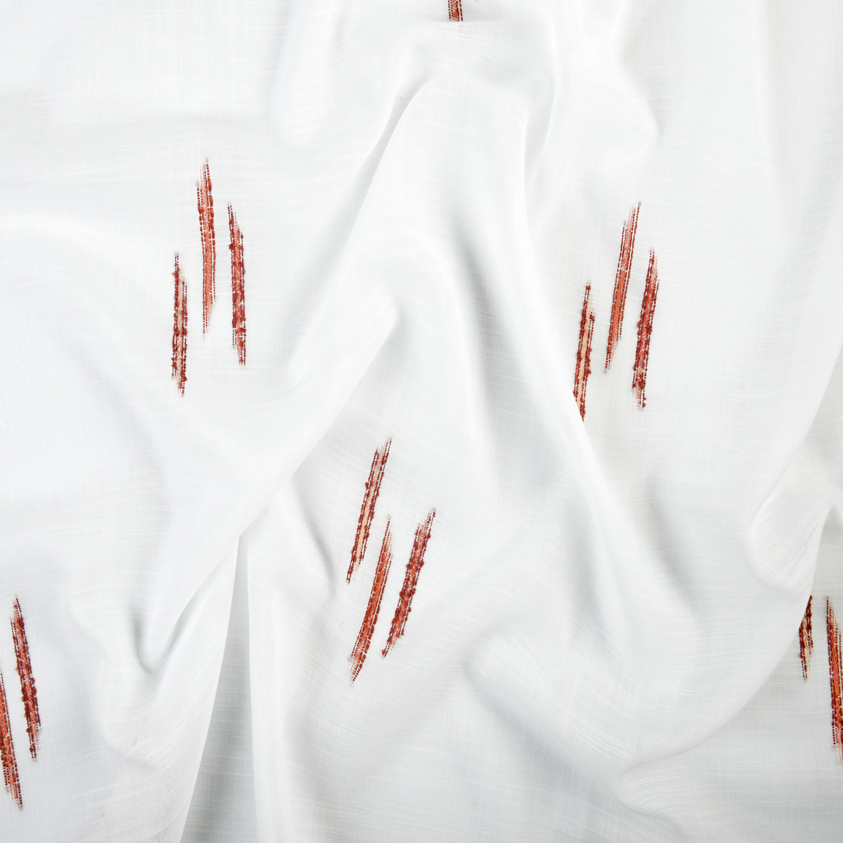 Voilage texturé motif fil coupé esprit ikat - Terracotta