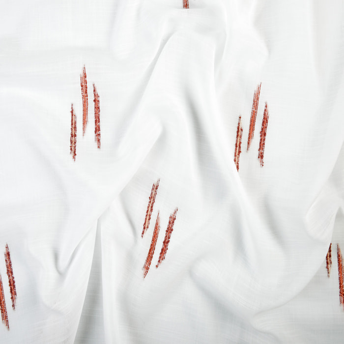 Voilage texturé motif fil coupé esprit ikat - Terracotta
