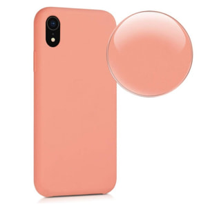 Coque iPhone Xr Silicone Liquide toucher doux, Anti Chocs Corail