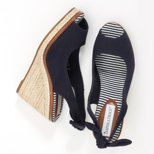 Sandali in tessuto con zeppa