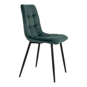 Set 2 sedie da pranzo Middelfart in velluto verde scuro con gambe nere