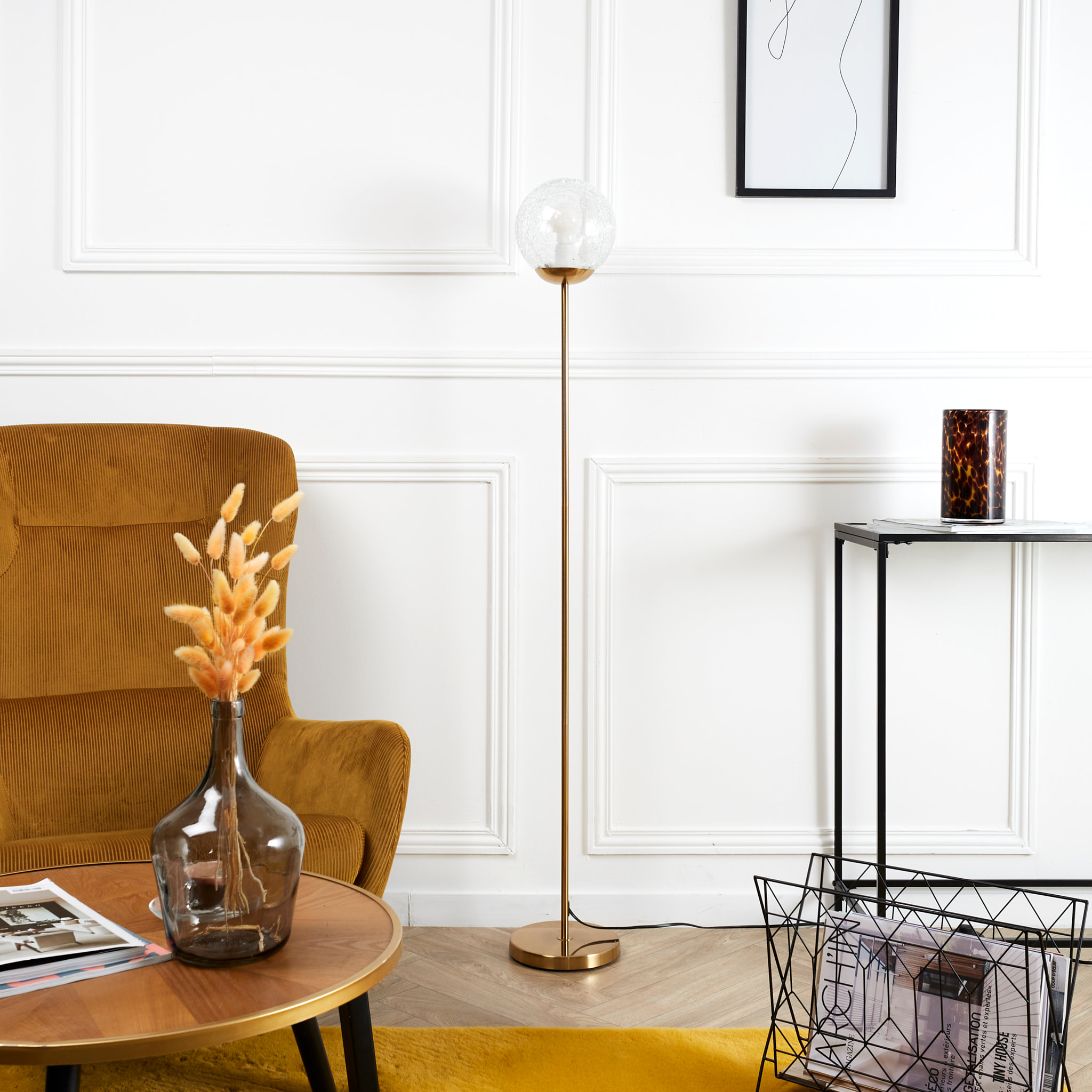 Lampadaire Retro Verre Ciselé