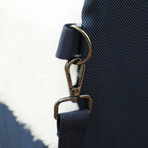 Siège auto sac de transport chien 2 en 1 - réglable - revêtement effet fourrure déhoussable - polyester bleu