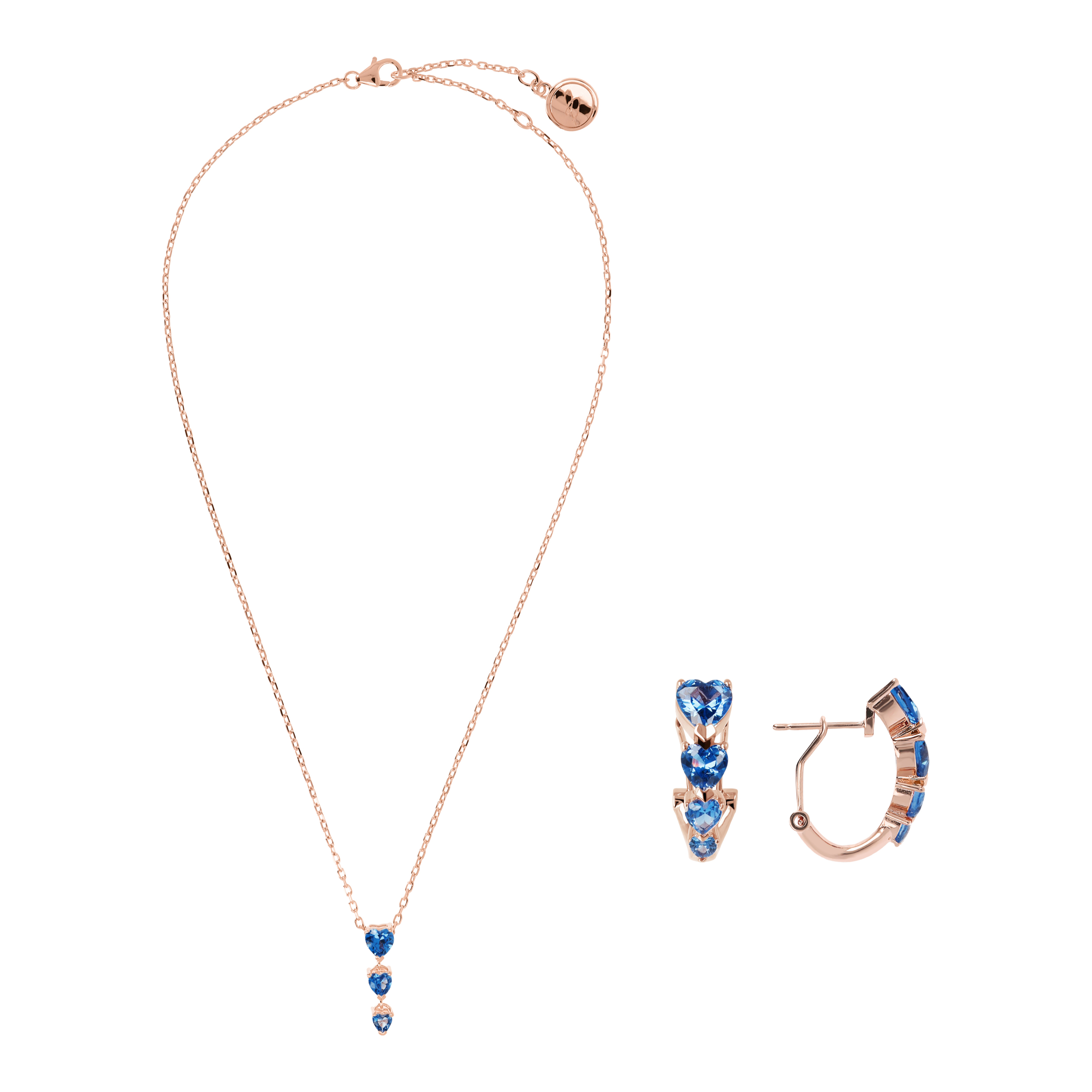 Set Collana e Orecchini Cuore con Cubic Zirconia Blu