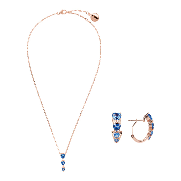 Set Collana e Orecchini Cuore con Cubic Zirconia Blu