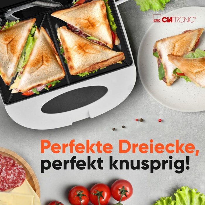 Appareil à Sandwich / Croque-monsieur Blanc Clatronic ST3813-Blanc