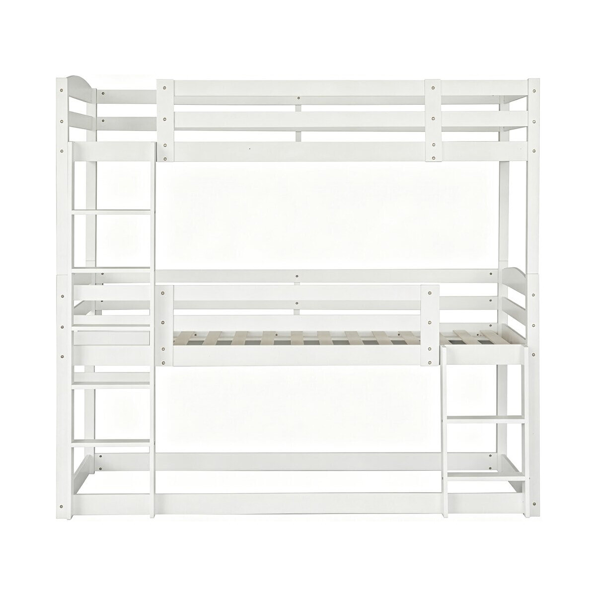 Lit superposé en bois avec escalier "Sephora" - 90 x 190 cm - Blanc