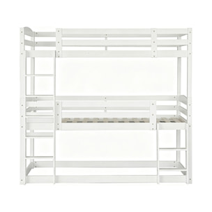 Lit superposé en bois avec escalier "Sephora" - 90 x 190 cm - Blanc