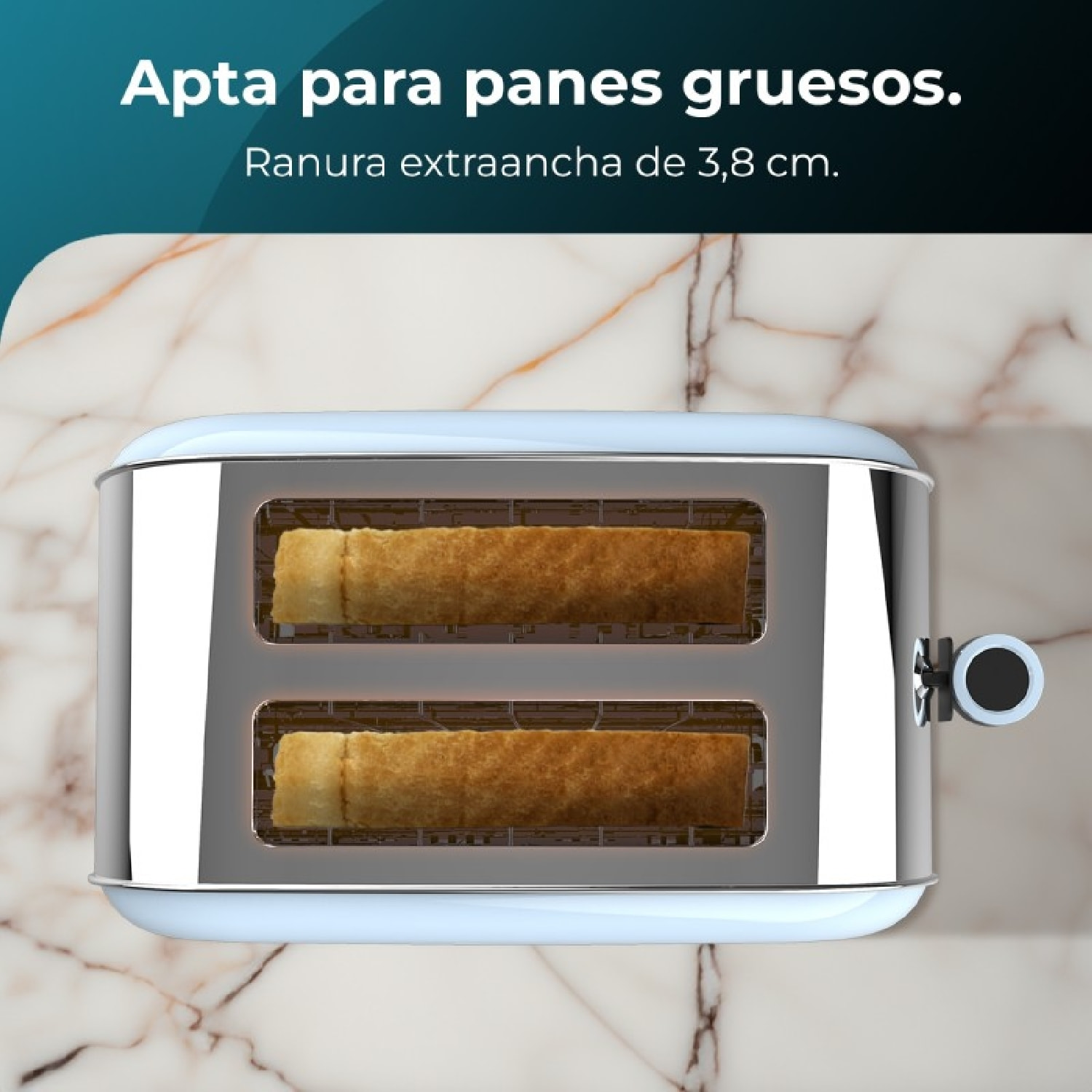 Tostador vertical Toastin' time 850 Blue, 850W de Potencia, Doble ranura corta y