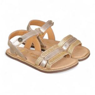 SANDALIA BAREFOOT PIEL CHETTO TIRAS METALIZADAS ORO