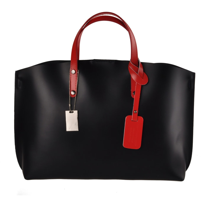 Borse Donna colore Rosso-in pelle Made in Italy L46 cm X W30 cm X H8 cmcm