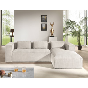 Stella - canapé d'angle droit en velours côtelé - 4 places -style contemporain - Beige