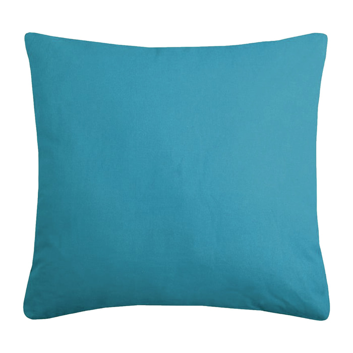 Coussin bicolore en coton - Bleu azur