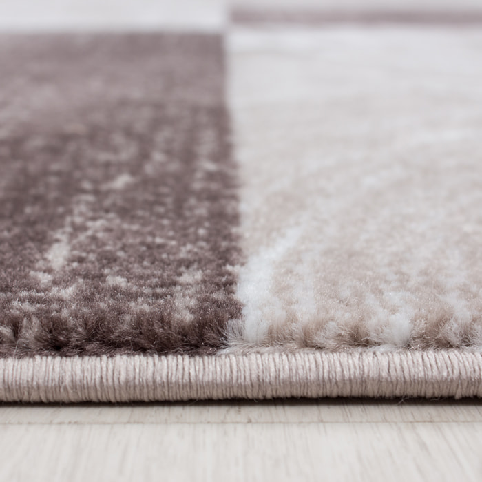 PARMA - Tapis à poils ras à motif géométrique marron - PAR9220MAR
