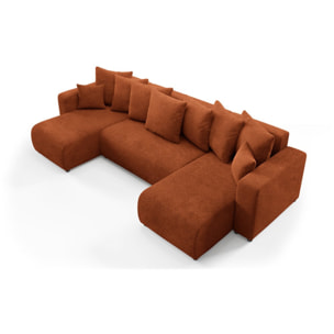 GLORIA - Canapé panoramique 6 places en tissu terra