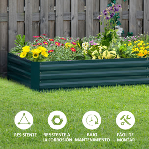 Jardinera Elevada de Acero Galvanizado Huerto Urbano para Cultivar Plantas Flores Hierba Macetero Grande Exterior Rectangular con Fondo Abierto 241x90,5x30 cm Verde