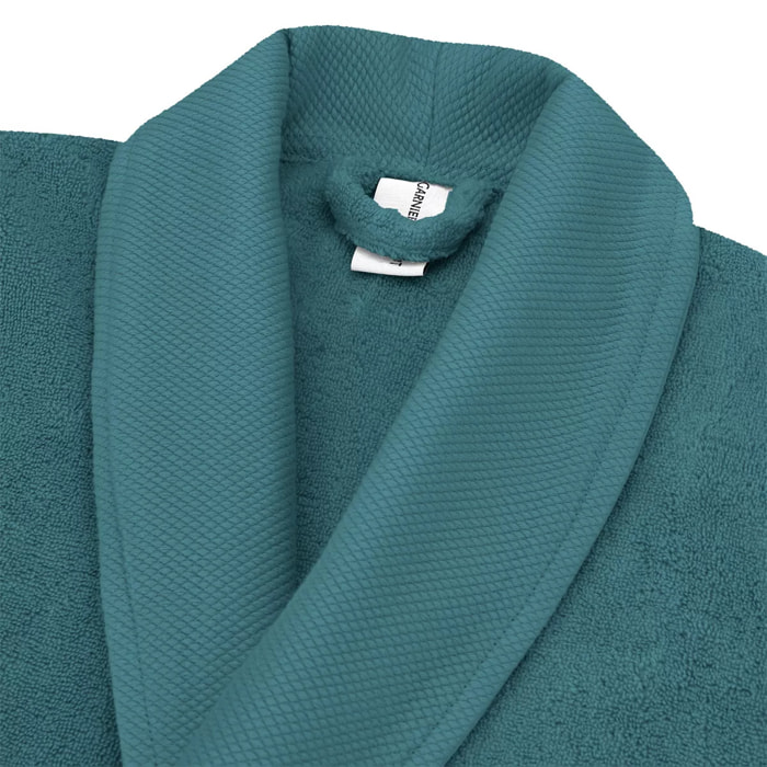 Peignoir pur coton 420 g/m² uni bleu Elea petrole
