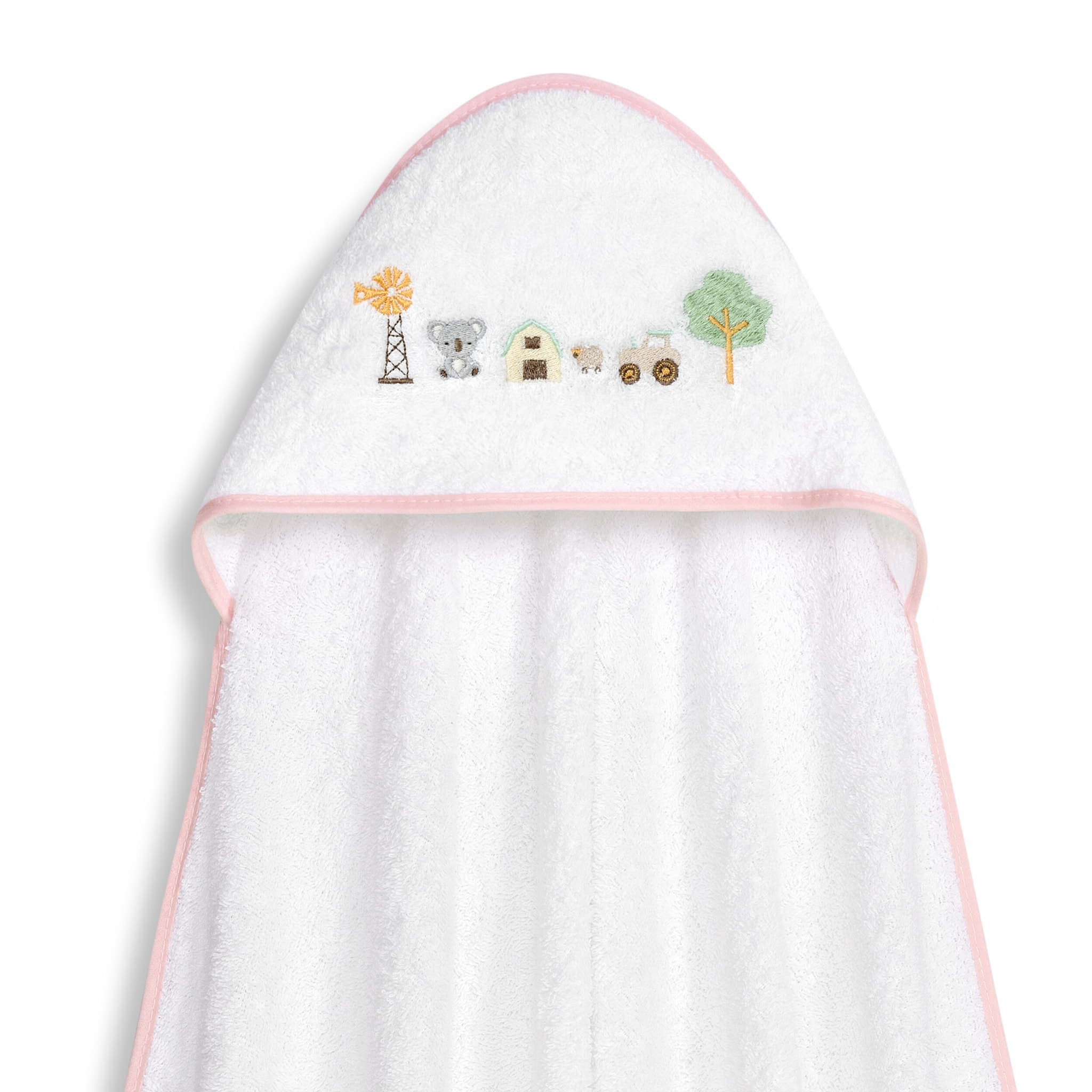 Capa Baño 1X1 Mod Granja Koala+ Gorro Bco/Rosa