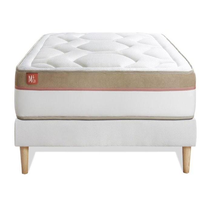 Ensemble Matelas Le Cosy - 30cm - Mémoire de forme - Confort durable - Sommier Tapissier Blanc