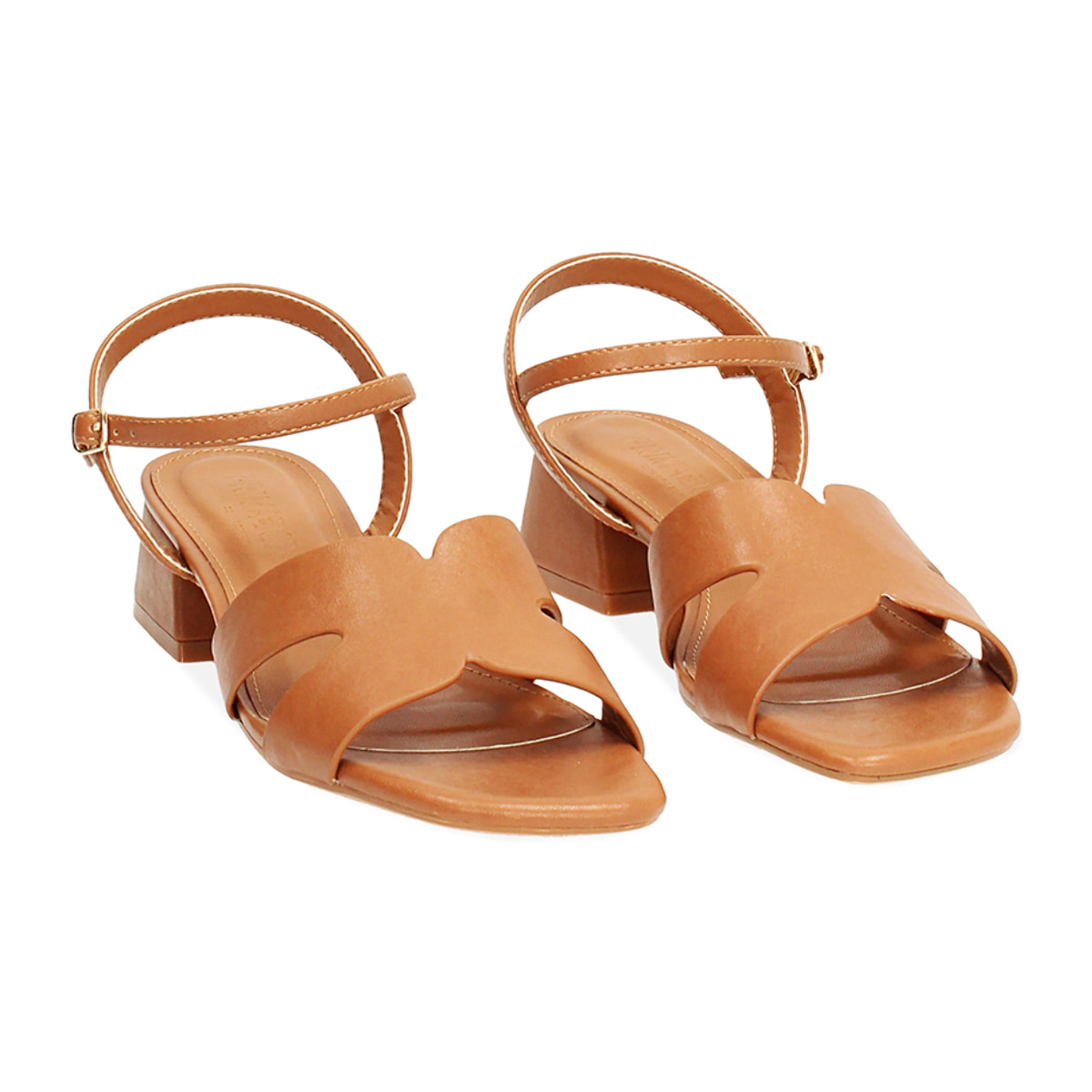 Sandali cognac tacco 4 cm