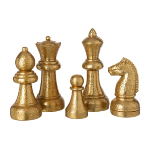 J-Line Set de 5 pièces d’échecs - polyrésine - doré