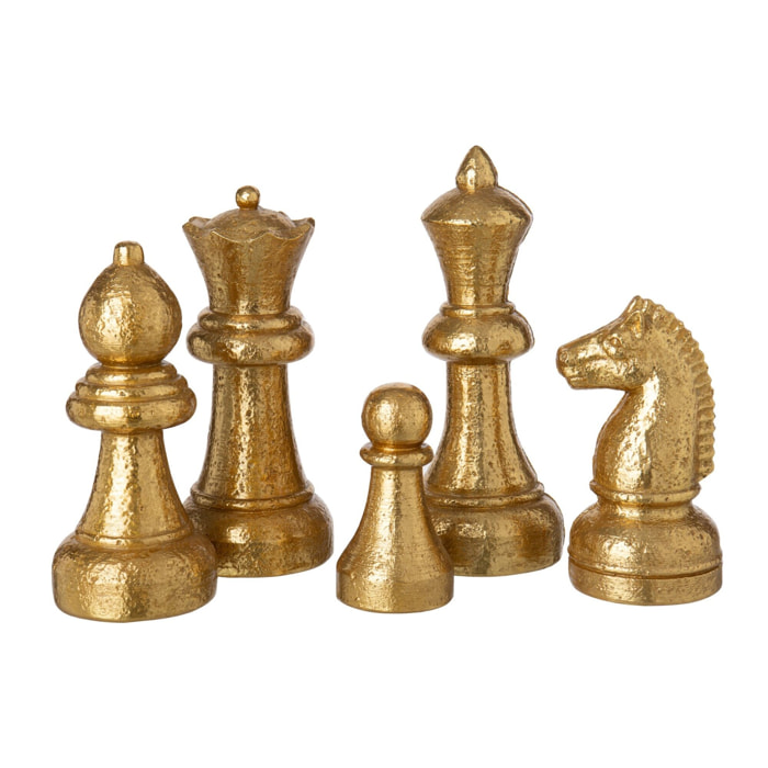 J-Line Set de 5 pièces d’échecs - polyrésine - doré