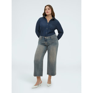Fiorella Rubino - Jeans cropped lavaggio washed - Blu