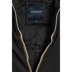 Gilet nero leggero con cappuccio fisso e particolari Polo Club