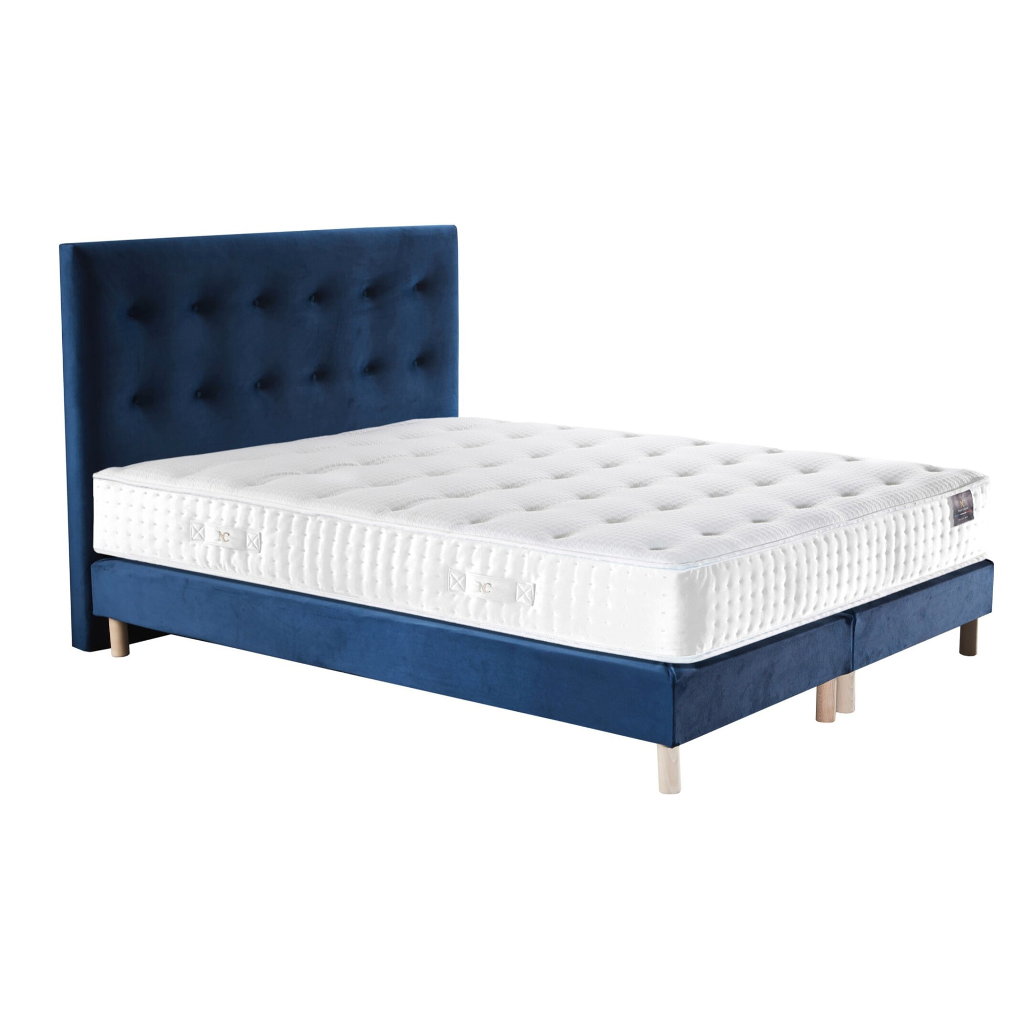 Ensemble matelas ressorts mémoire de forme, PULSAR + tête de lit capitonnée + sommier 11 cm