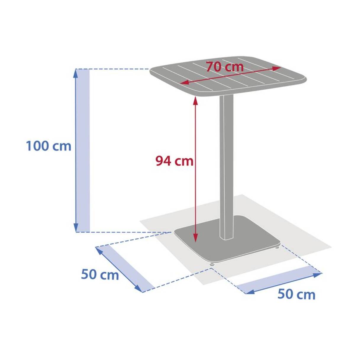 Table haute de jardin 2 places Alegoria 70x70cm café