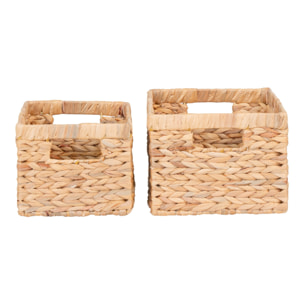 Set di 2 cesti Passo rettangolari in giacinto d'acqua naturale - misure assortite