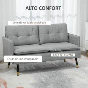 Conjunto de Sofá Incluye 1 Sofá de 2 Plazas y 1 Butaca de Salón con Reposabrazos Asiento Acolchado y Patas de Acero para Dormitorio Oficina Gris