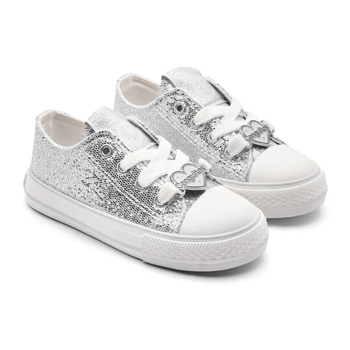 Zapatillas Bajas Niña Glitter Plata