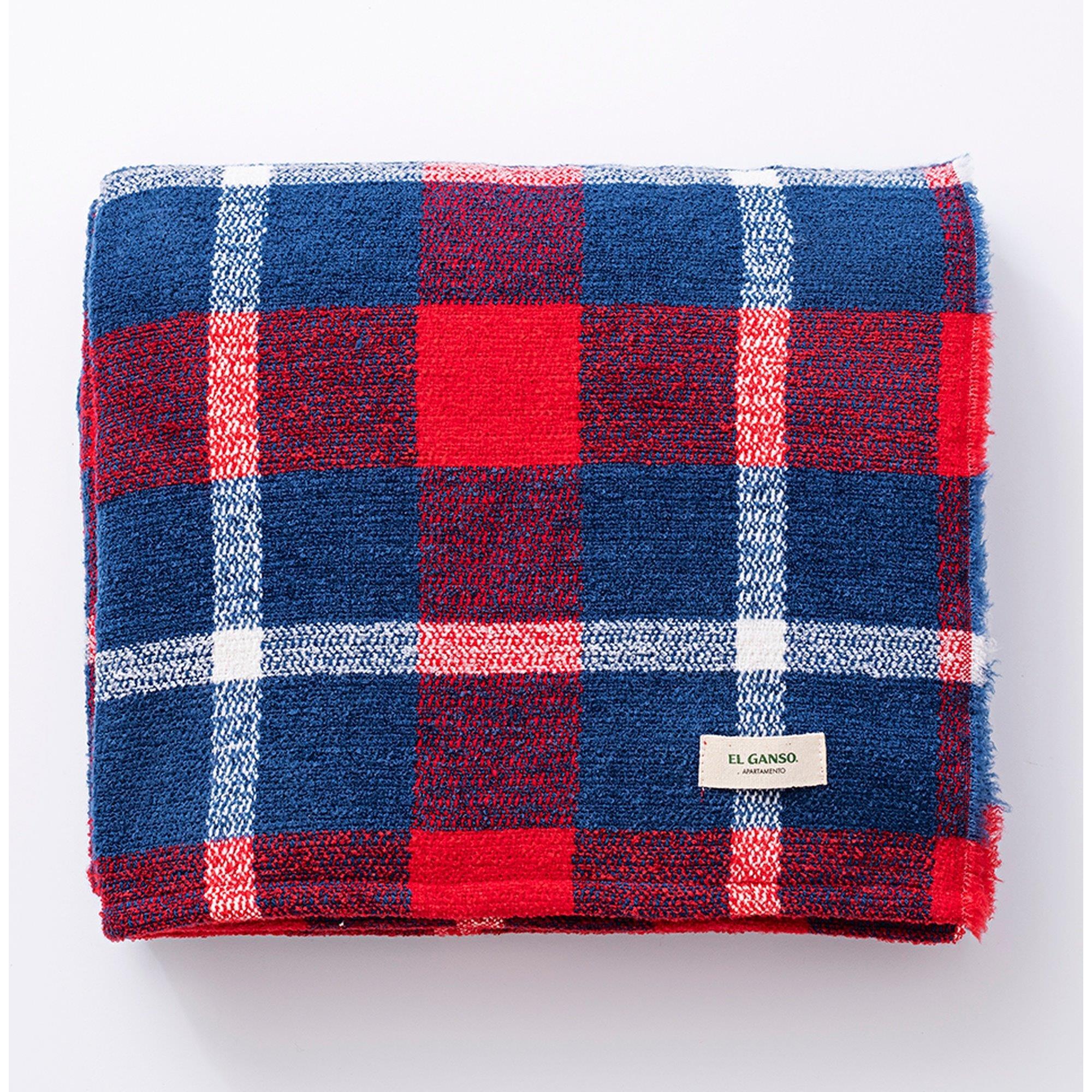 Manta de punto 140x190cm 340gr hilo teñido diseño a cuadros el ganso