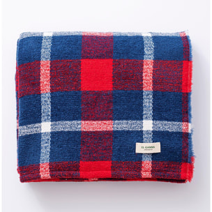 Manta de punto 140x190cm 340gr hilo teñido diseño a cuadros el ganso