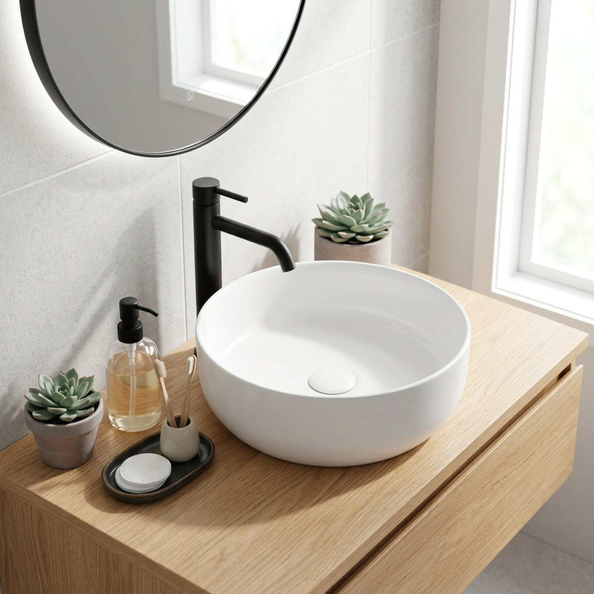 Vasque à poser ronde diamètre 39 cm - blanc mat - sans trop-plein - SAT Infinitio