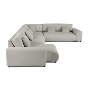 Garance - canapé modulable d'angle droit - 8 places - en velours côtelé - Gris clair