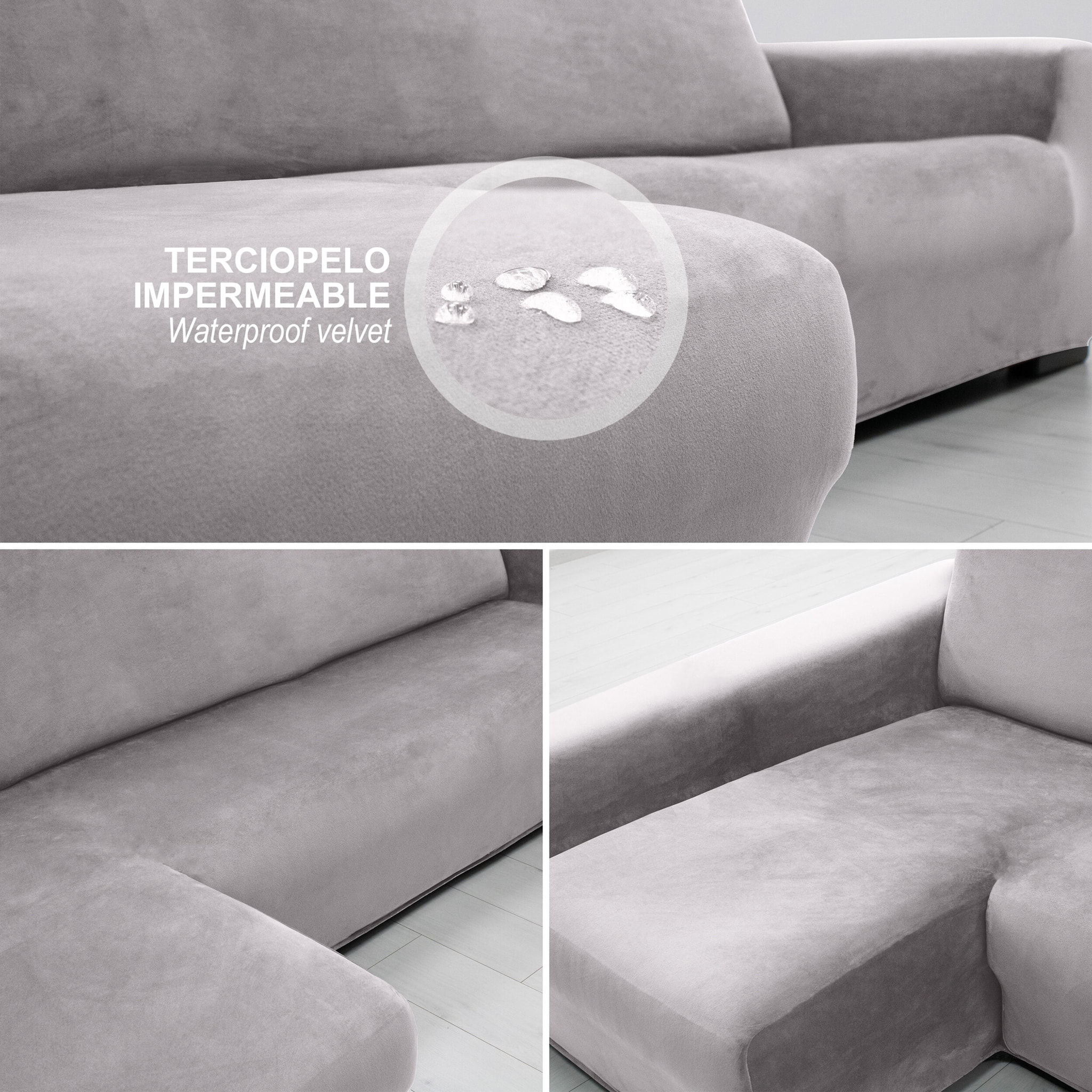 Funda TERCIOPELO ANTI MANCHAS Multi elástica para CHAISE LONGUE modelo VERONICA