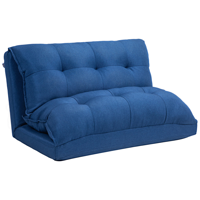 Chauffeuse - matelas d'appoint pliant - fauteuil convertible - inclinaison dossier réglable 13 positions - tissu lin bleu