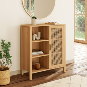 Buffet Eve 3 étagères et placard en cannage H80cm